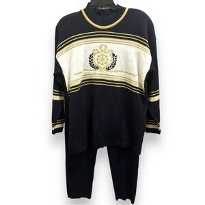 Vintage Norton McNaughton Navy Blue Sweater & Pants Matching Set Large